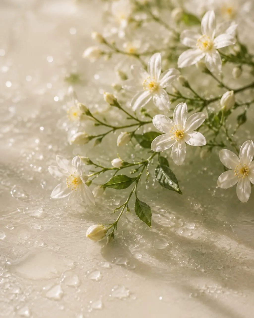 Stress relief — calm jasmine still life